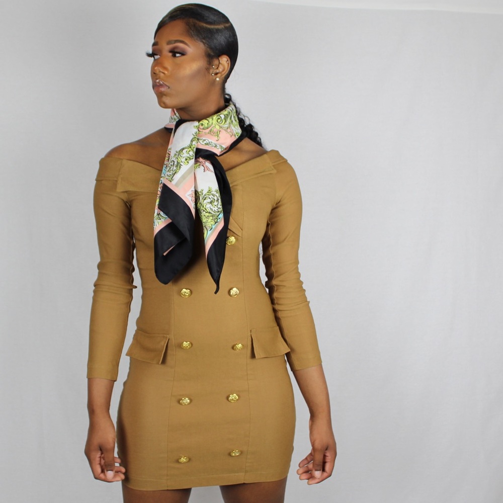 Long Sleeve Dress with Button Detail